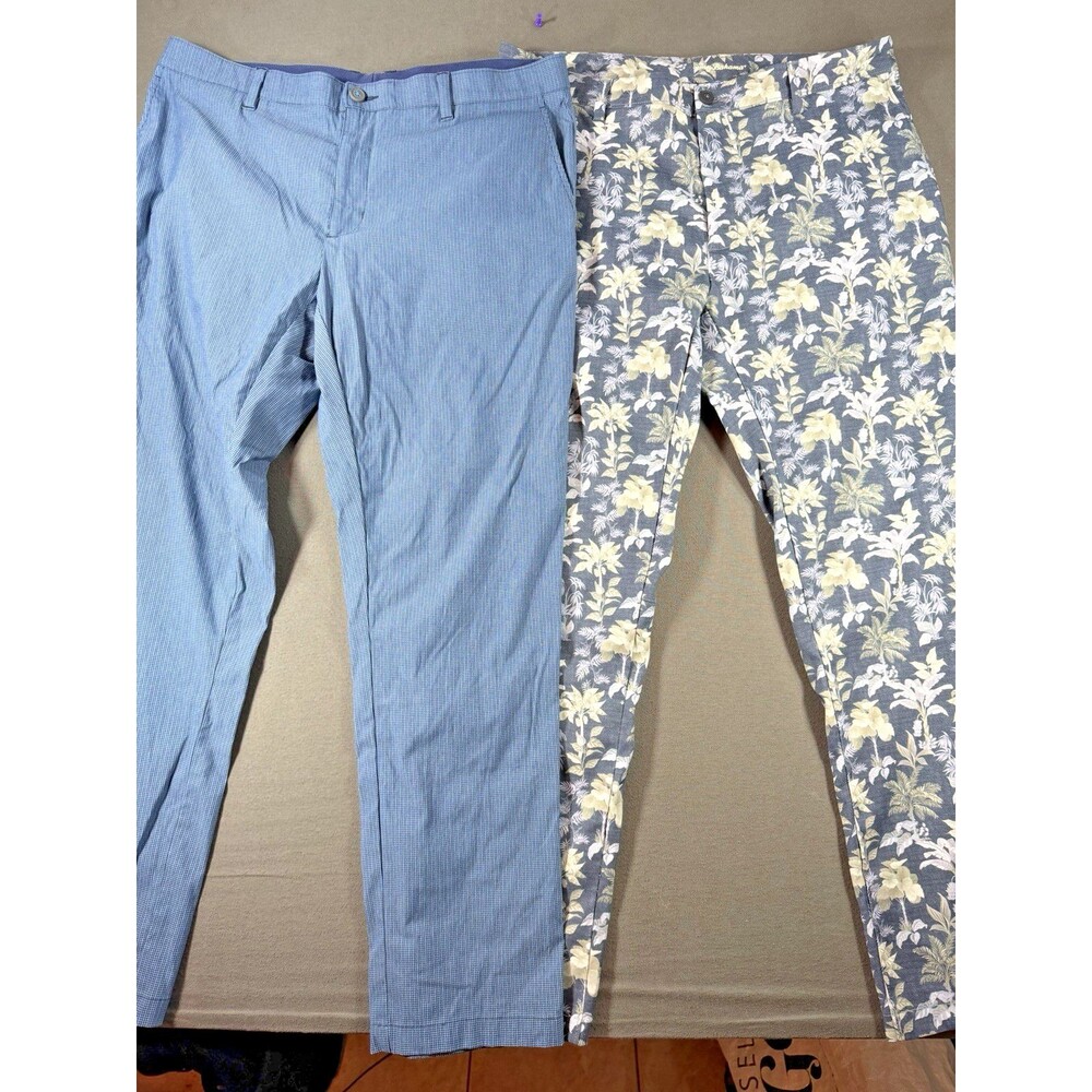 Lot of 2 Tommy Bahama Boracay Pants Mens 40x32 Tropical Palm Floral Performance